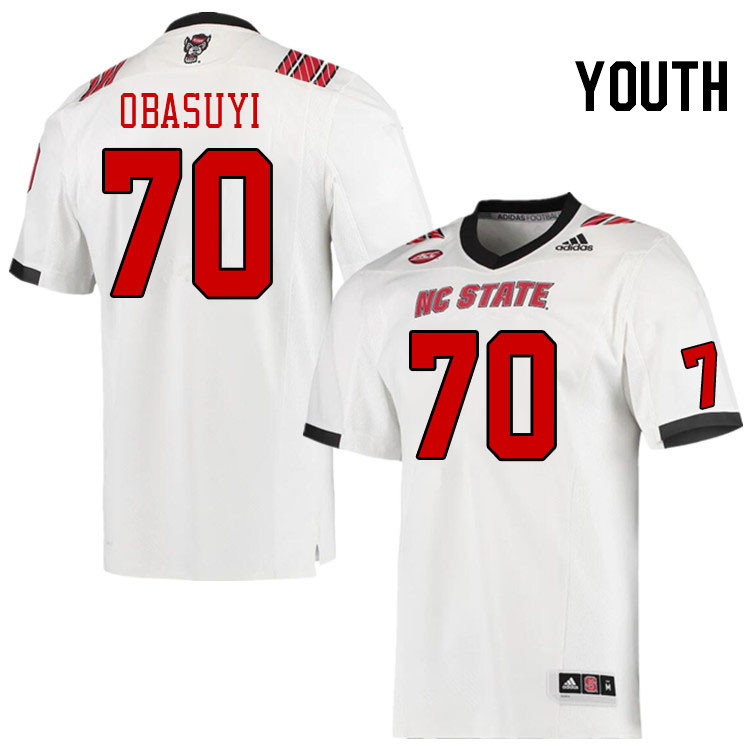Youth #70 Obadiah Obasuyi North Carolina State Wolfpacks College Football Jerseys Stitched-White